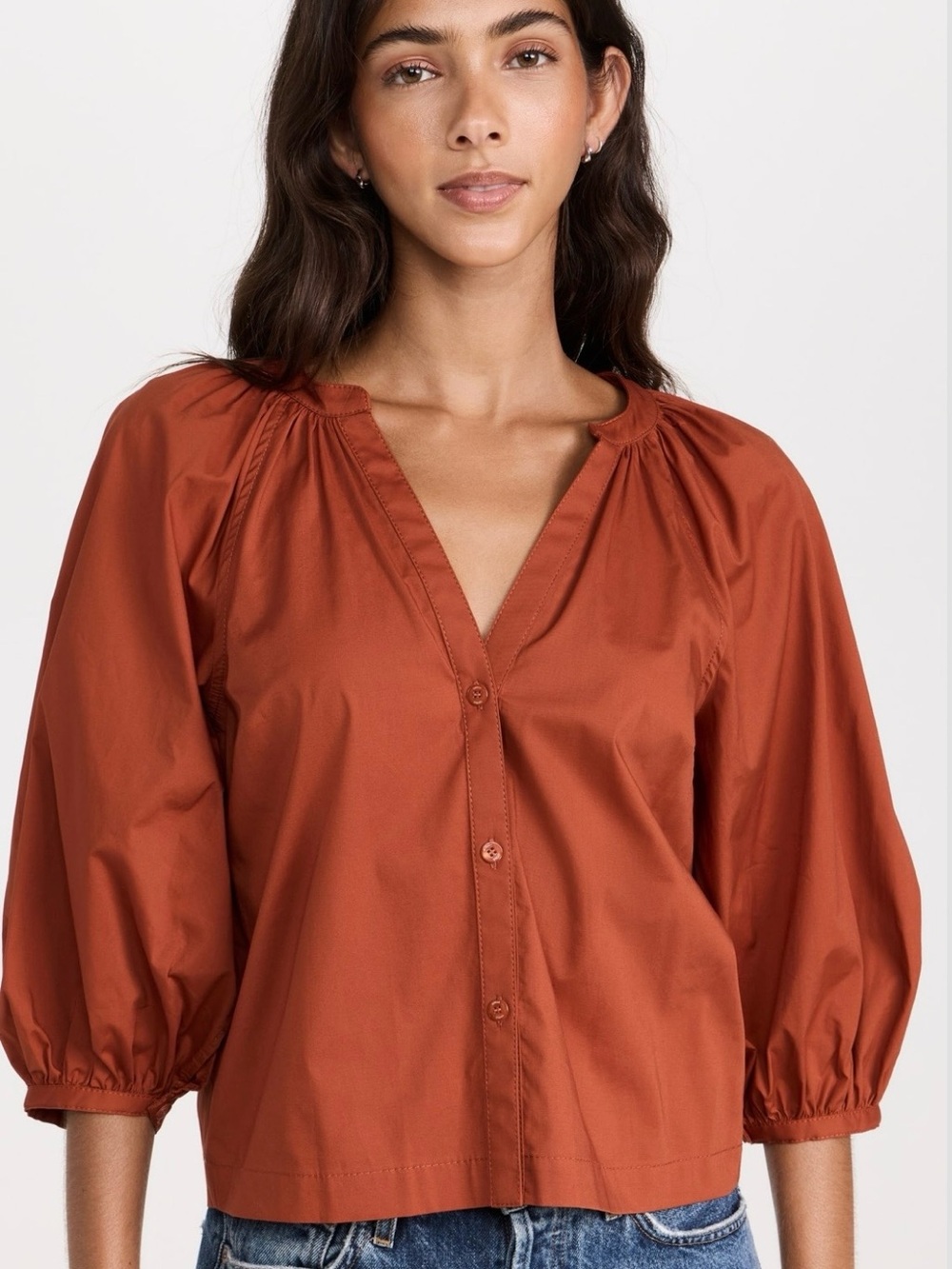 NWT STAUD New Dill Poplin Top in Spice